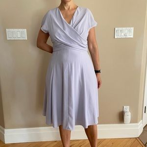 purple midi wrap style dress